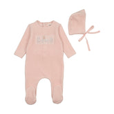 BEE & DEE 2PC TEA TIME VELOUR FOOTIE WITH BONNET SET